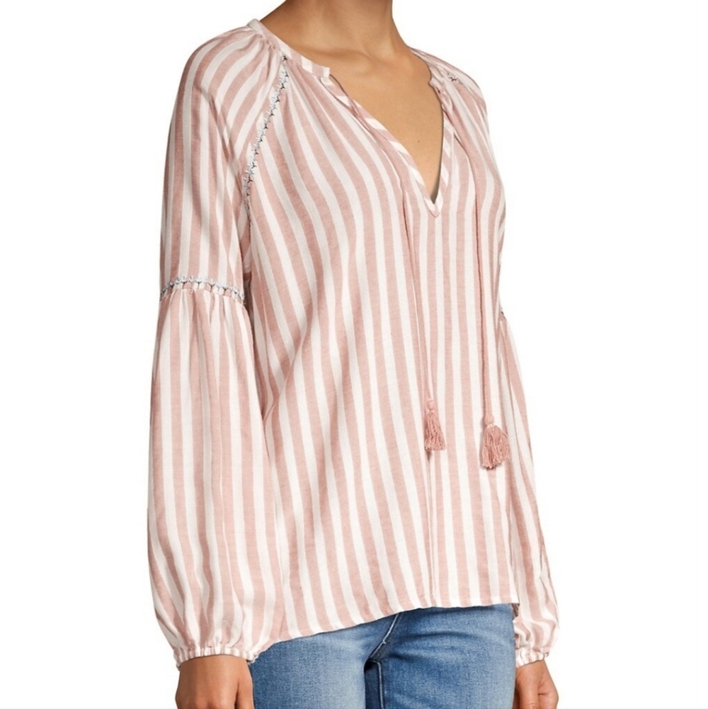 Paige Jovannie Striped Blouson Sleeve Blouse - Picture 2 of 16